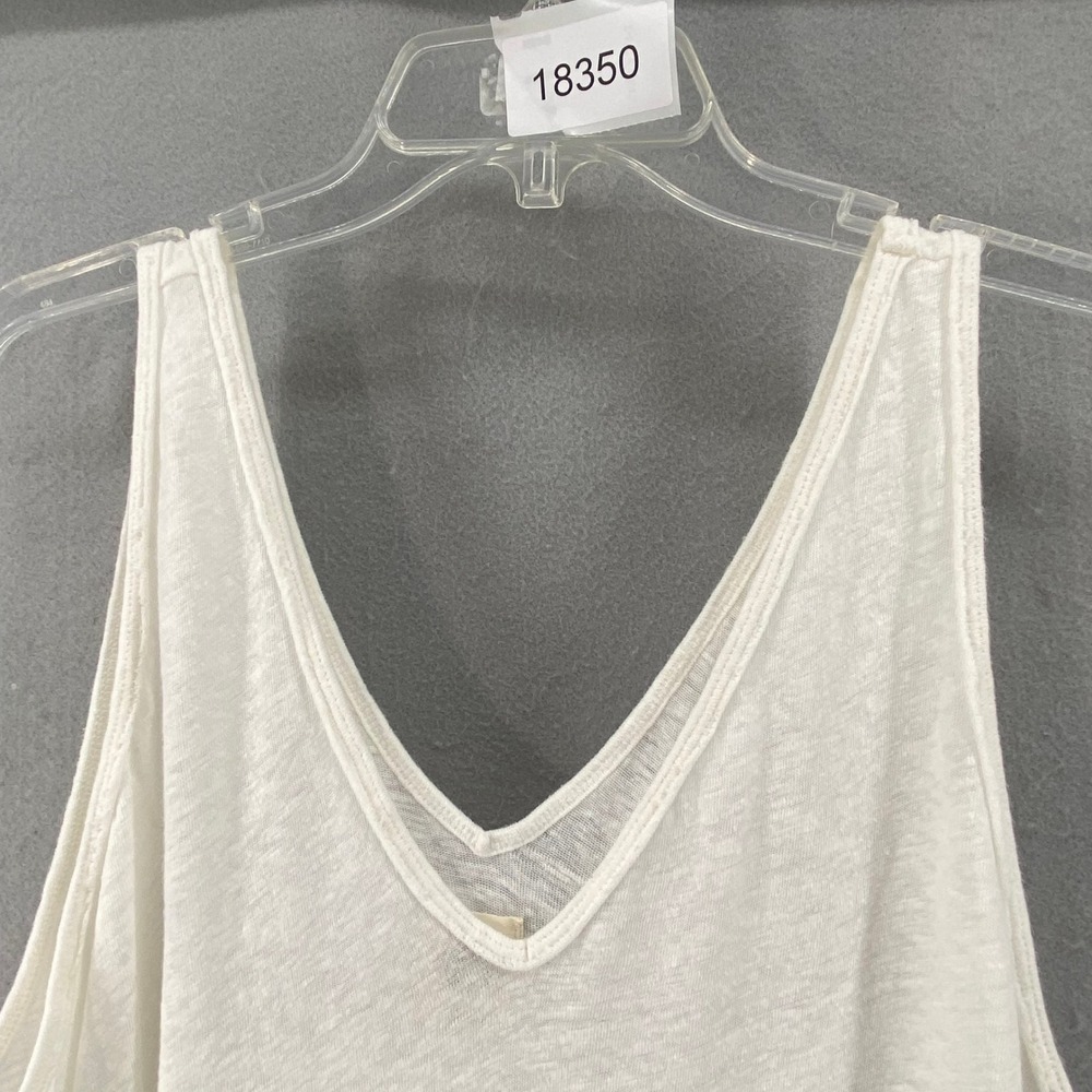 We The Free Rosie Tank Top Sz S Optic White Linen Blend Ruffle Hem V Neck - Picture 10 of 10